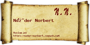 Néder Norbert névjegykártya